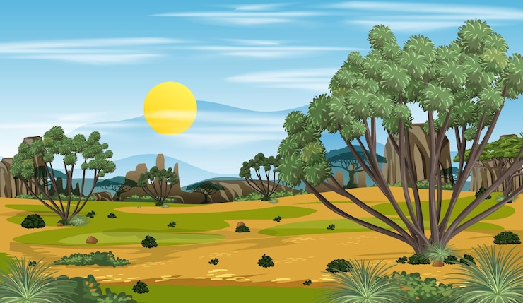Vetor grátis fundo de paisagem de floresta africana