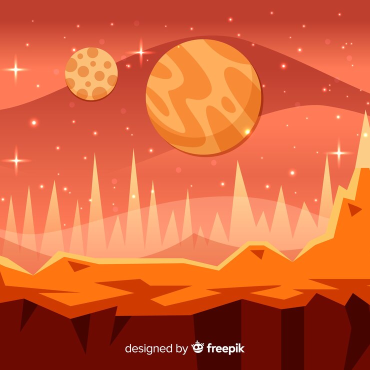 Vetor grátis fundo de paisagem de marte com design plano