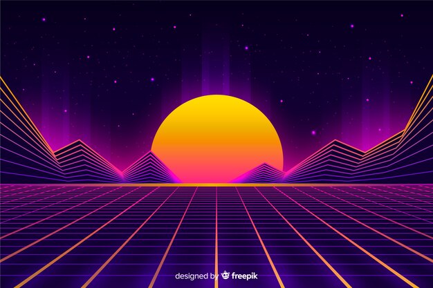 Fundo de paisagem futurista estilo retro