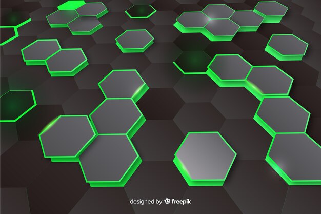 Fundo de perspectiva hexagonal Technologycal