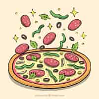 Vetor grátis fundo de pizza com ingredientes deliciosos
