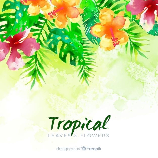 Vetor grátis fundo de plantas tropicais em aquarela