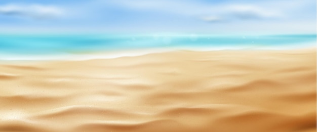 Vetor grátis fundo de praia de mar ou oceano realista com areia