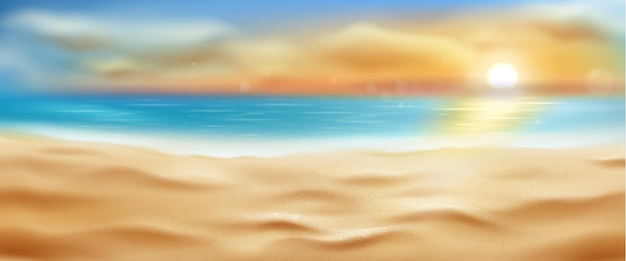 Vetor grátis fundo de praia de mar ou oceano realista com areia