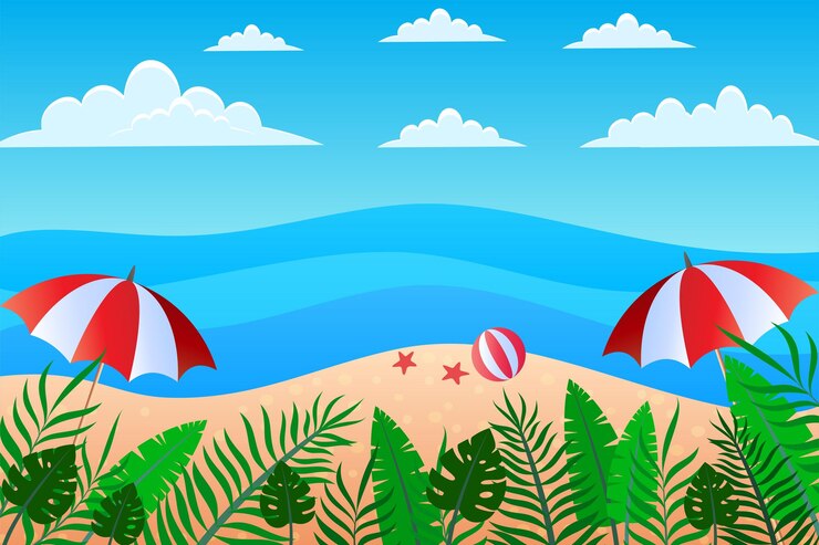 Vetor grátis fundo de praia de verão ensolarado
