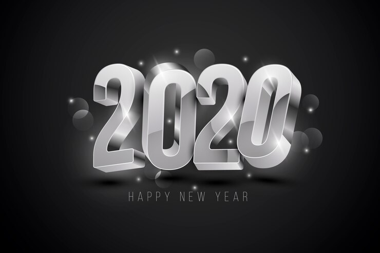 Vetor grátis fundo de prata ano novo 2020