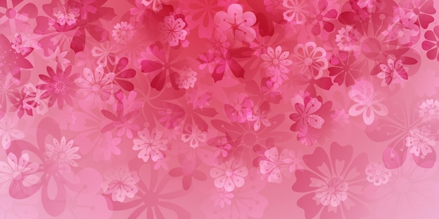 Fundo de primavera com várias flores em cores rosa