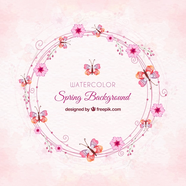 Vetor grátis fundo de primavera de aquarela rosa