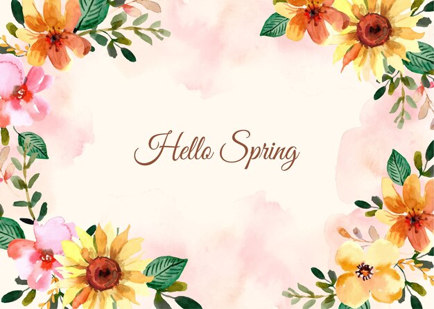 Fundo de primavera floral em aquarela
