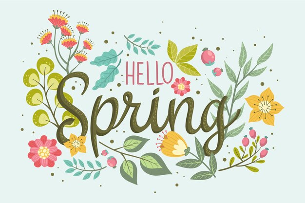 Fundo de primavera mão desenhada