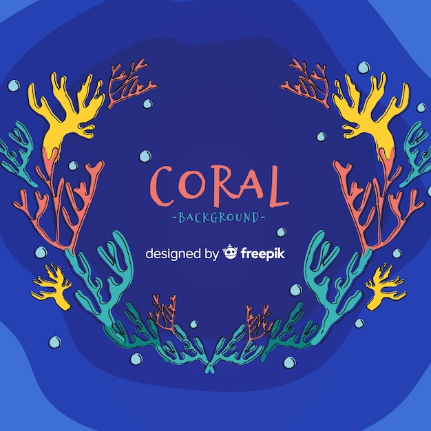 Fundo de quadro de coral desenhado de mão