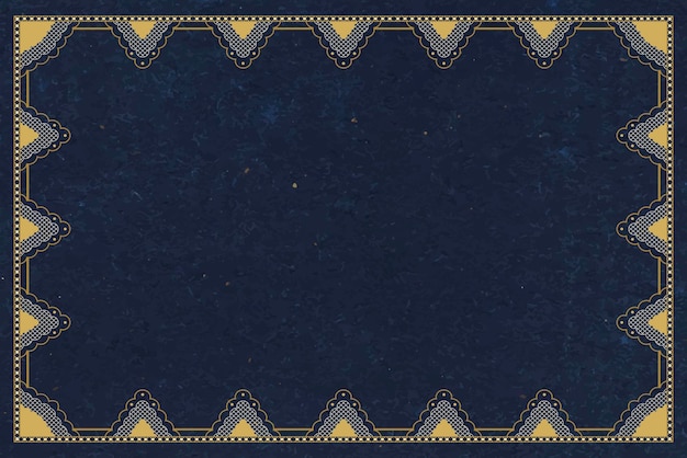 Vetor grátis fundo de quadro de crochê de renda, vetor de design elegante em azul marinho