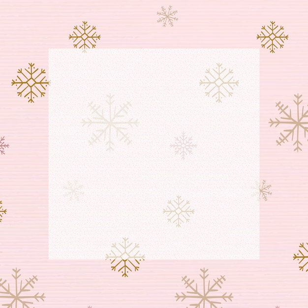 Fundo de quadro de floco de neve rosa, vetor de padrão de doodle de inverno de natal