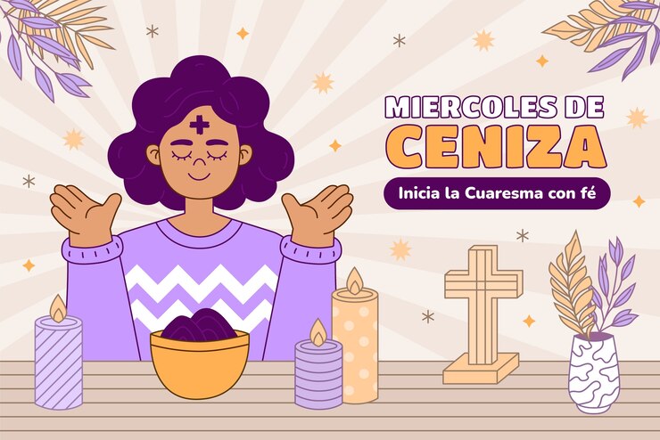 Vetor grátis fundo de quarta-feira de cinzas desenhado à mão