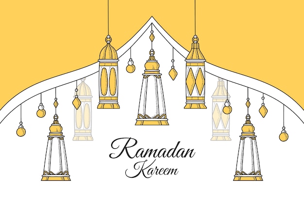 Fundo de ramadan kareem desenhado à mão