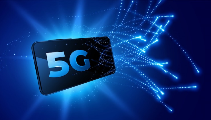 Vetor grátis fundo de rede de telecomunicações de quinta geração de tecnologia móvel
