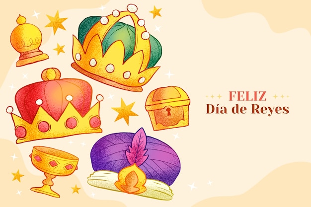 Vetor grátis fundo de reyes magos desenhado à mão