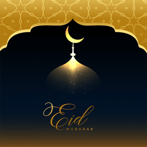 Fundo de saudação brilhante dourado eid mubarak