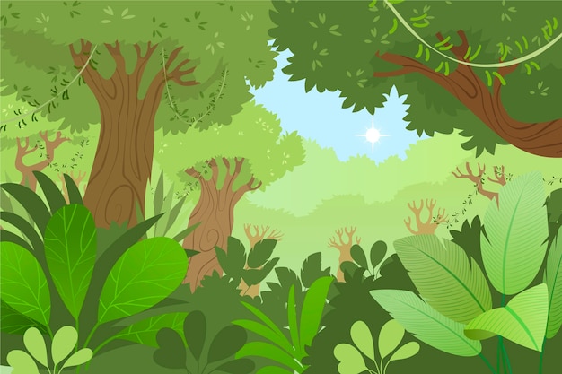 Vetor grátis fundo de selva de desenho animado
