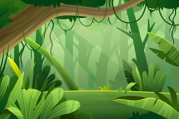 Vetor grátis fundo de selva de desenho animado