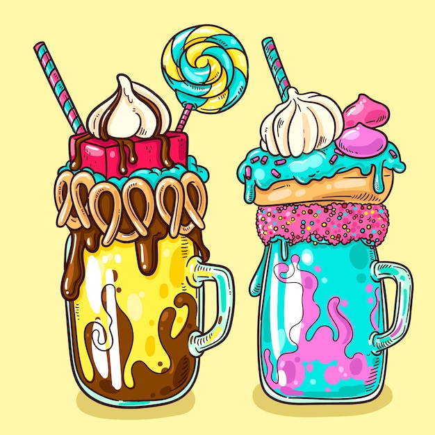 Fundo de shake de mão desenhada monstro