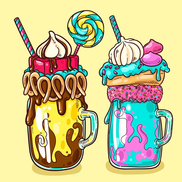 Fundo de shake de mão desenhada monstro