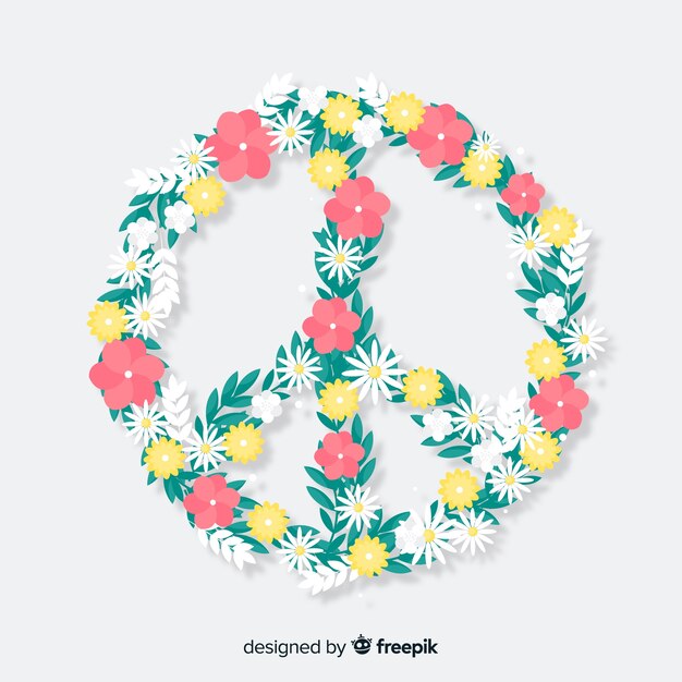 Fundo de símbolo de paz floral