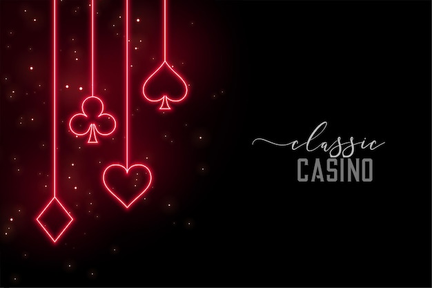 Fundo de símbolos de casino de néon vermelho