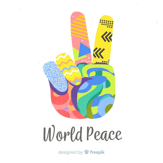 Fundo de sinal de paz de mão colorido