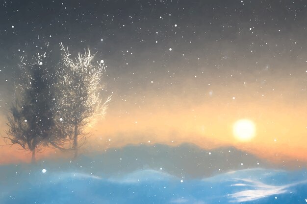 Fundo de solstício de inverno em aquarela