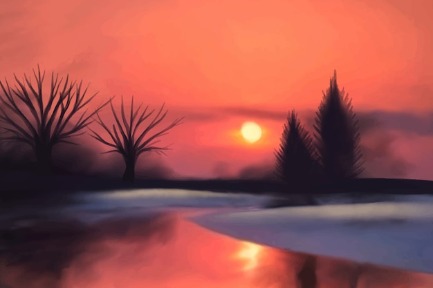 Fundo de solstício de inverno em aquarela