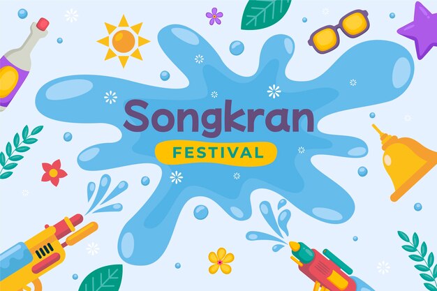 Vetor grátis fundo de songkran plano