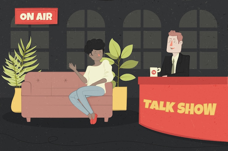 Vetor grátis fundo de talk show desenhado a mão
