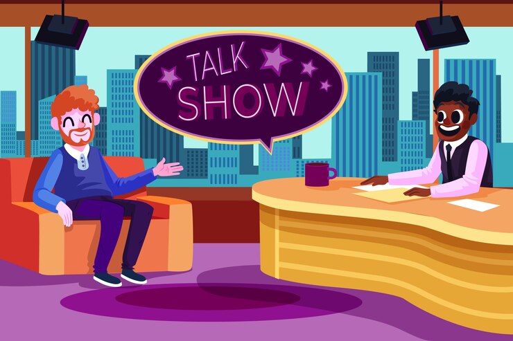 Vetor grátis fundo de talk show desenhado a mão