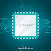 Vetor grátis fundo de tecnologia com microchip