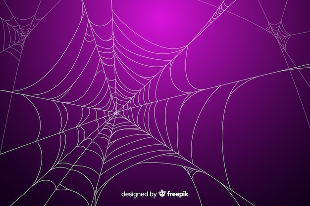 Vetor grátis fundo de teia de aranha de halloween em roxo