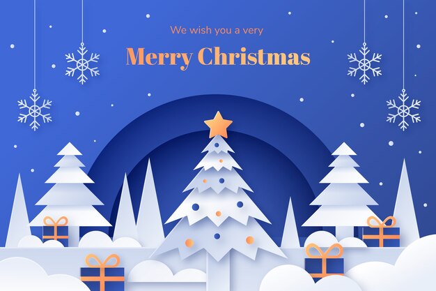 Fundo de temporada de natal de estilo de papel