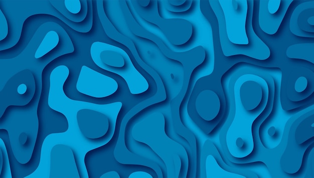 Fundo de textura de cor 3D de camadas azuis de corte de papel