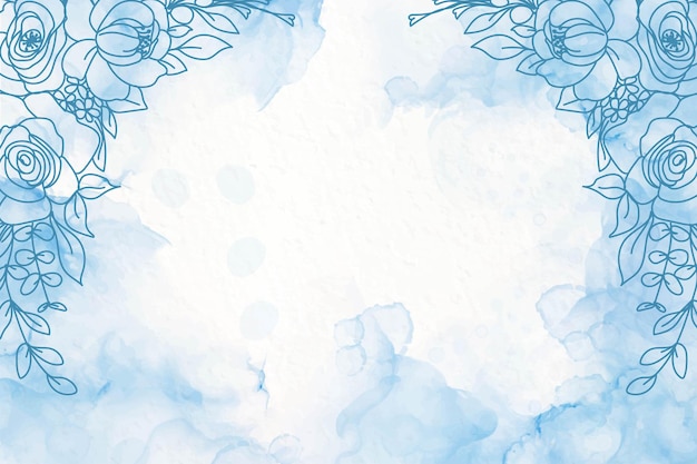 Fundo de tinta álcool azul marinho elegante com flores