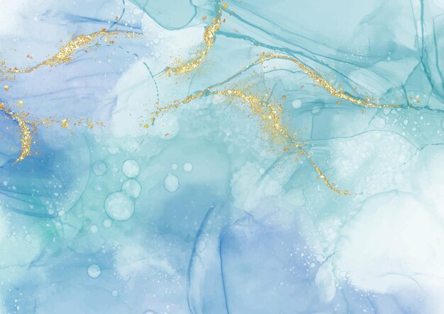 Fundo de tinta de álcool pintado à mão com efeito de brilho dourado
