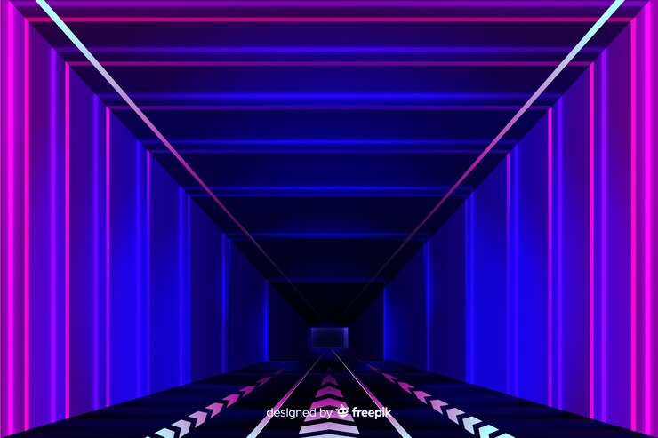 Vetor grátis fundo de túnel de luz de tecnologia realista
