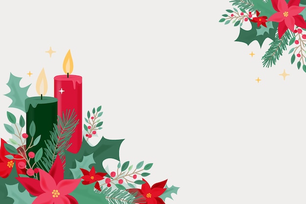 Fundo de vela de natal em design plano