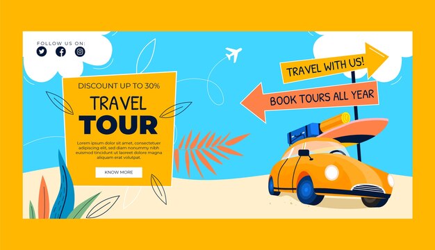 Fundo de venda de agência de viagens plana desenhada à mão