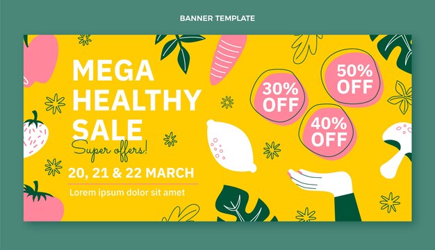 Fundo de venda de alimentos saudáveis de design plano