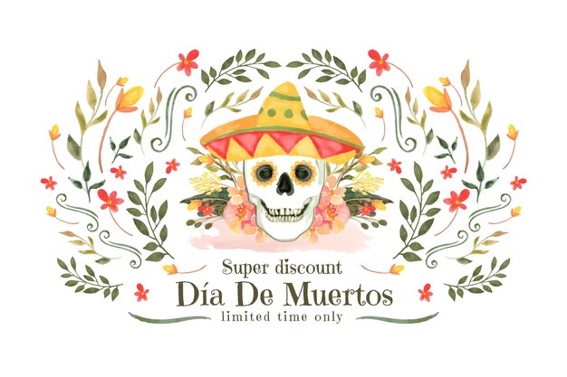 Fundo de venda de aquarela dia de muertos