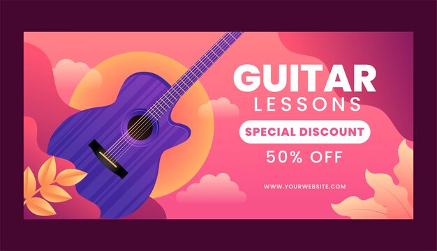 Fundo de venda de aulas de guitarra gradiente