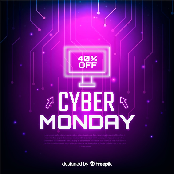 Vetor grátis fundo de venda de cyber segunda-feira futurista com efeitos de néon