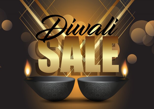 Fundo de venda de Diwali com lâmpadas de óleo