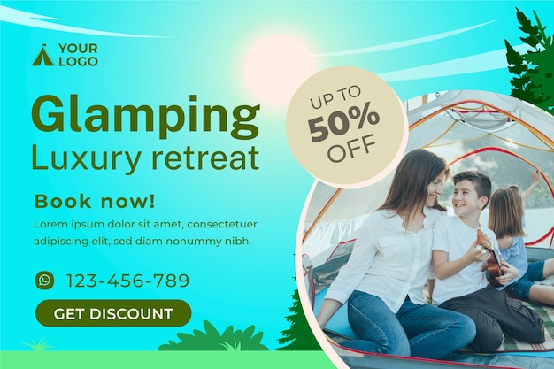 Vetor grátis fundo de venda de glamping plano