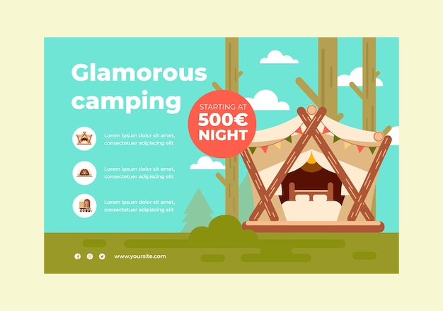 Vetor grátis fundo de venda de glamping plano